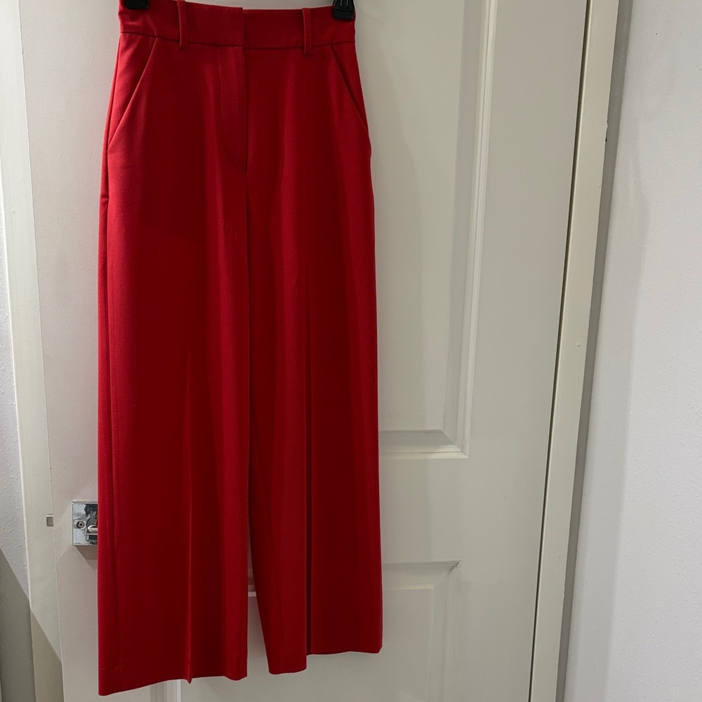 & Other Stories Chic Red Wide Leg Pant Trousers